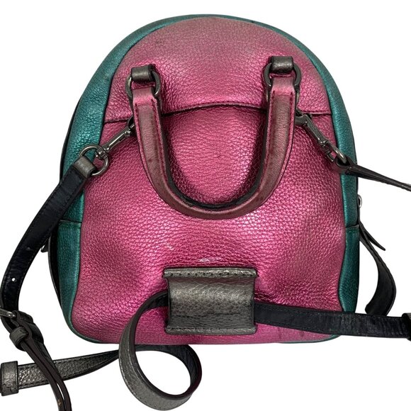 COACH Pebble Leather Andi Mini Backpack Crossbody F49122 Colorblock FLAWS - Picture 3 of 13